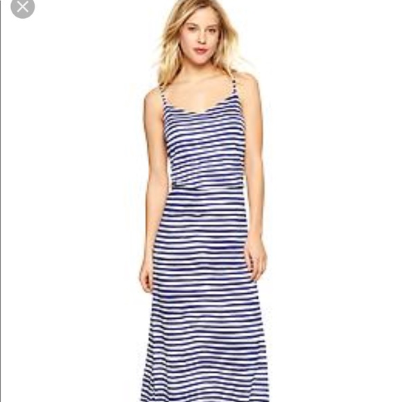gray and white striped maxi dress